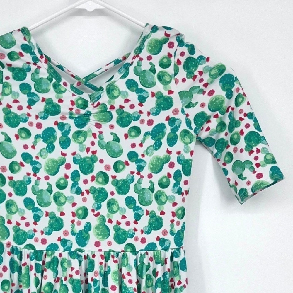 Dot‎ Dot Smile Cactus Print Dress Girls Size 7 White Green Pink Criss Cross NEW